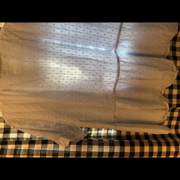 Unbranded Swiss Dot Light Blue Boho Blouse Size XL Ruffles and Crochet - Picture 9 of 10